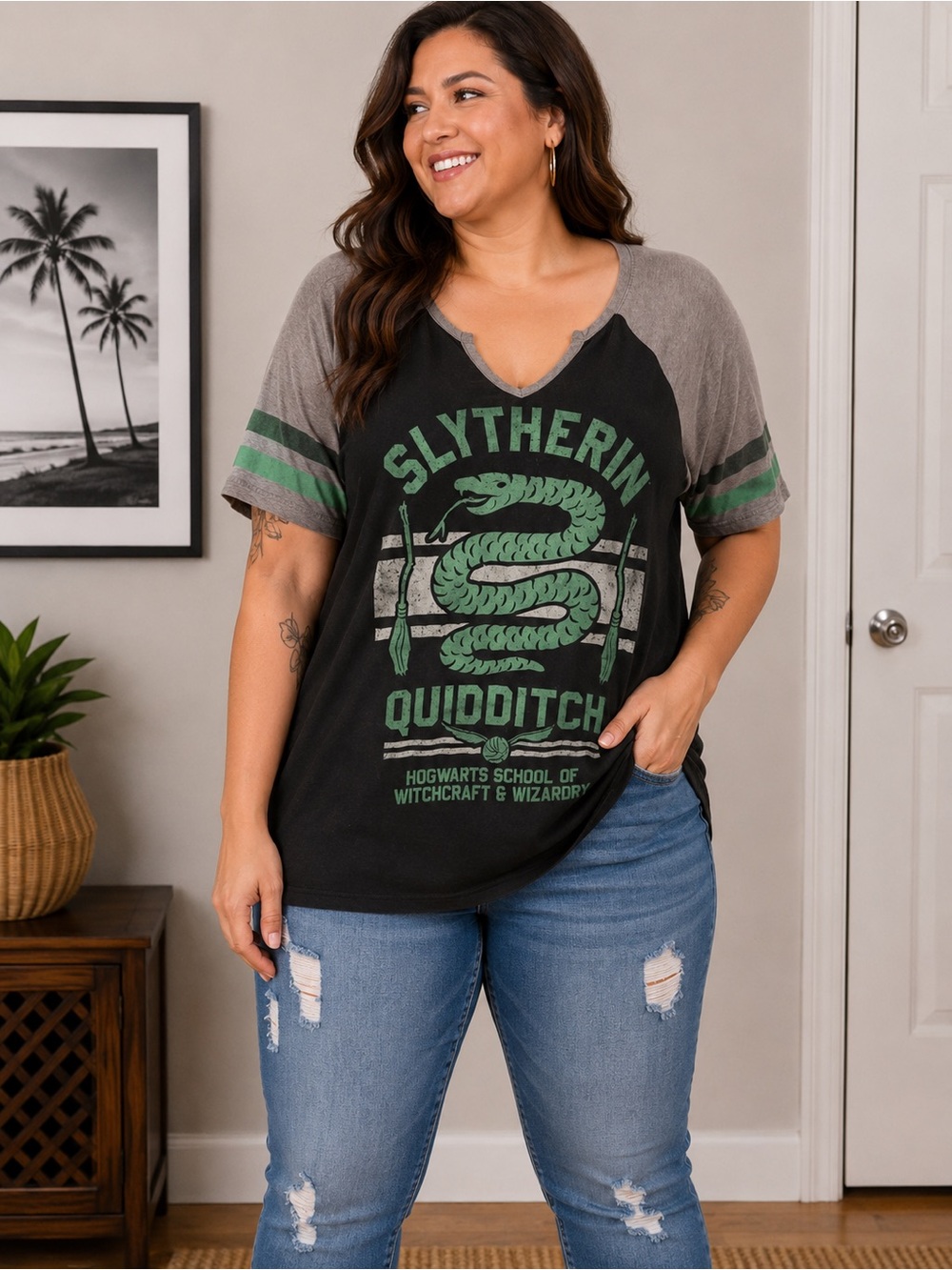 Hot Topic Harry Potter Slytherin Quidditch Shirt – Size 2X